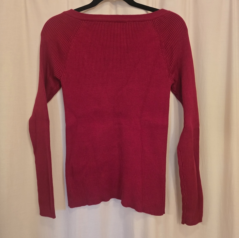 Women's Ribbed Pink Sweater - Picture 2 of 6